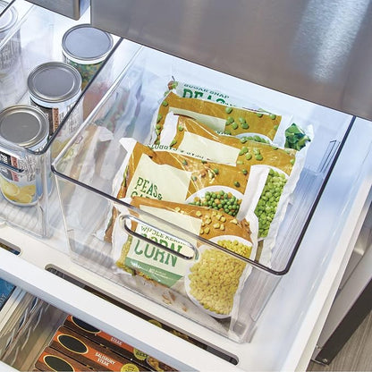 iDesign Storage Bins with Handles - Organize Kitchen, Bathroom, or Home Office - Set of 4 - Clear