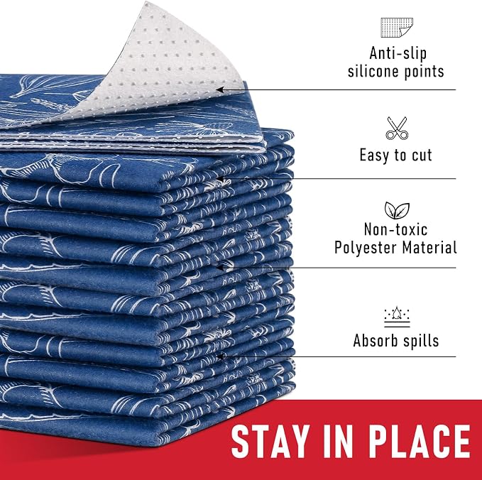 Cooyes Large Refrigerator Liners for Shelves, 12 Pack, 17.7" × 24", Fridge Drawer & Shelf Liners for Kitchen Cabinets Non-Adhesive, Breathable Cloth Material, Keep Produce Fresh Longer