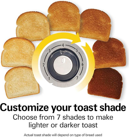 Hamilton Beach 2 Slice Extra Wide Slot Toaster with Bagel & Defrost Settings, Shade Selector with 7 Browning Levels, Toast Boost, Auto Shutoff, Black & Stainless Steel (22633)