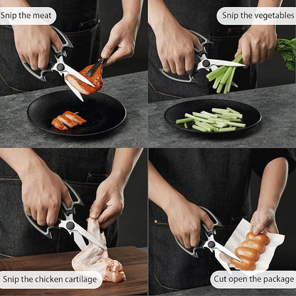 OMDAR Bat Kitchen Scissors All Purpose 2 Pack - Halloween Goth Cute Kitchen Shears - Heavy Duty Stainless Steel Cooking Shears for Cutting Meat, Food, Poultry - with Magnetic Blade Guards