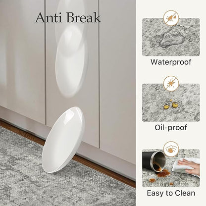 GENIMO Kitchen Mats for Floor 2PCs, Washable Anti Fatigue Mat for Cushioned, 17.3"x47"+17.3"x30", Waterproof Kitchen Rugs, Non Slip Comfort Standing Mat Rug for Home, Sink, Laundry, Stone Gray