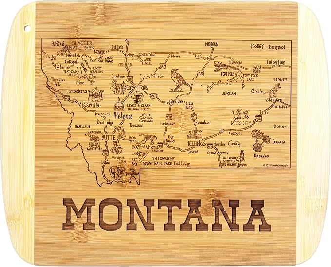 Totally Bamboo A Slice of Life Montana State Serving and Cutting Board, 11" x 8.75"