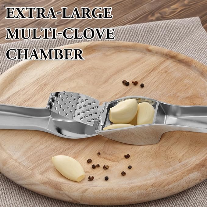 Heavy Duty Garlic Press, Die-Cast Zinc, Dishwasher Safe
