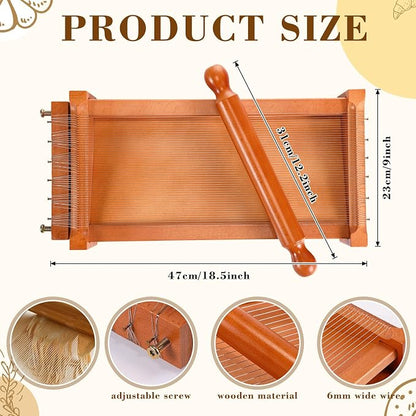 SiliFine Chitarra Cutter Italian Pasta with Rolling Pin Guitar Board Making Tool Pasta Machine for Spaghetti, Lasagna(Dark Wood Color,Wood)