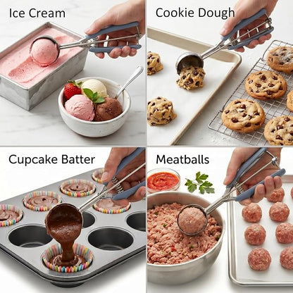 Cookie Scoop, 18/8 Stainless Steel Cookie Scooper, Cookie Scoops for Baking, 3Tbsp/45ml/1.5oz Cookie Dough Scoop, Ice Cream Scooper with Trigger Release, Cookie Scooper for Baking (#20 Midnight Blue)