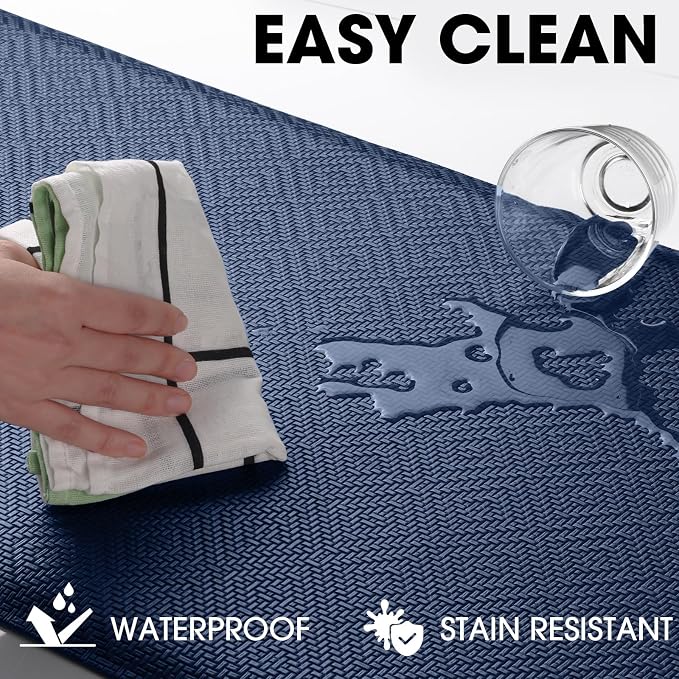 Mattitude Kitchen Mat Cushioned Anti-Fatigue Floor Mat Water Resistant Non-Slip Mats and Rugs Standing and Comfort Desk Mats for House Sink Office Laundry (Blue, 17.3"x60")