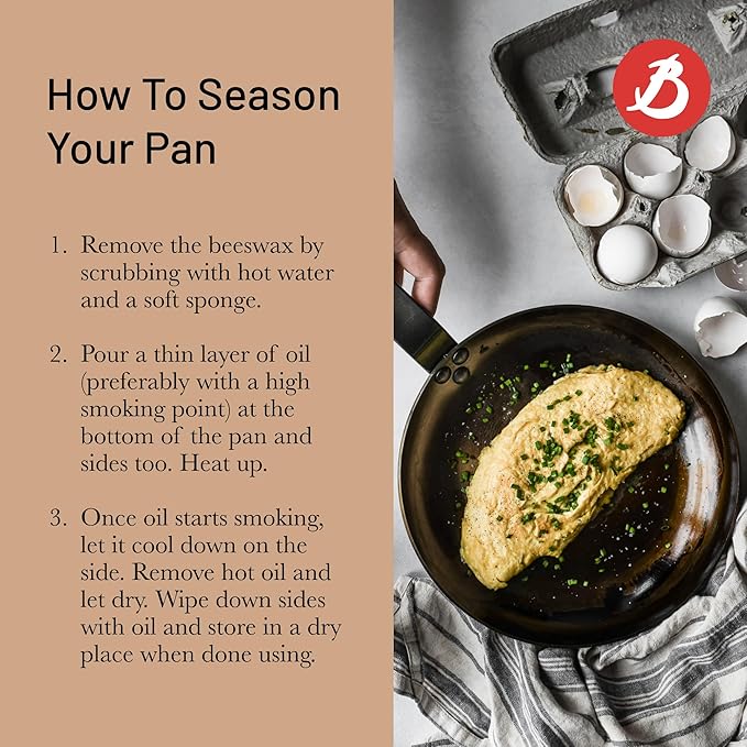 de Buyer MINERAL B Carbon Steel Egg & Pancake Pan - 4.75” Diameter - Naturally Non-Stick Finish - Made in France