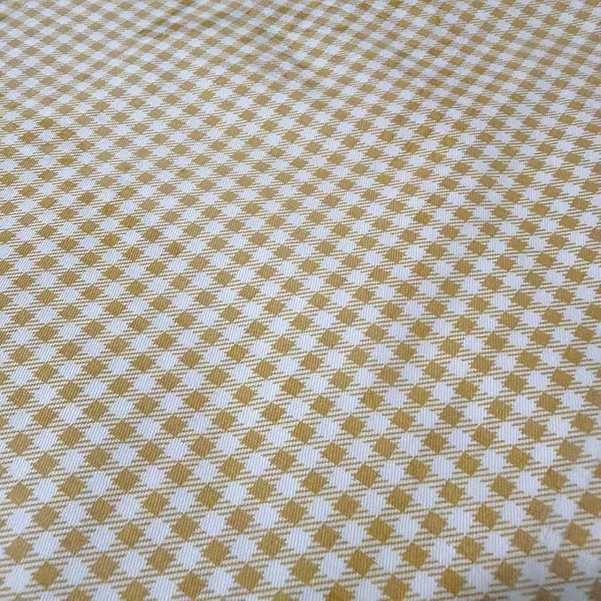 Light Weight Natural Cotton Fabric by the Yard DIY Making Supplies Quilting Patchwork Fabric Fat Quarter Bundles DIY for Quilting Cotton Patchwork Cushions (Brown Small Square, 2 Yard)