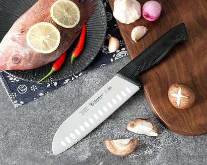Cuisine Pro 7-Inch Chef Knife – NSF Certified High Carbon Stainless Steel Blade – Extra-Wide Razor-Sharp Edge – Ergonomic Non-Slip Handle – Dishwasher Safe