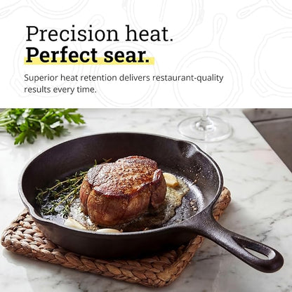 Lodge Seasoned Cast Iron Skillet 6.5 Inches - PFAS-Free, Non-Toxic Cookware - Use with an Oven, Stove, Grill, or Campfire - Naturally Non-Stick & Oven Safe