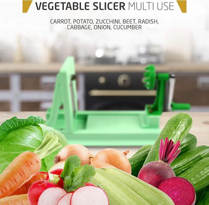 Vollum Japanese Turning Vegetable Spiralizer, Veggie Spiralizer For Fresh Zucchini, Squash, Butternut Squash with 1 Straight-Edged Blade and 3 Serrated Blades Multiple