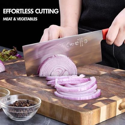 SHI BA ZI ZUO Kitchen Knife Set, Meat Cleaver, Chef Knife, Professional Santoku Knife Ergonomic Design Handle