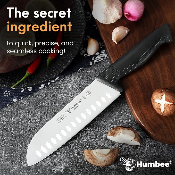 Cuisine Pro 7-Inch Chef Knife – NSF Certified High Carbon Stainless Steel Blade – Extra-Wide Razor-Sharp Edge – Ergonomic Non-Slip Handle – Dishwasher Safe