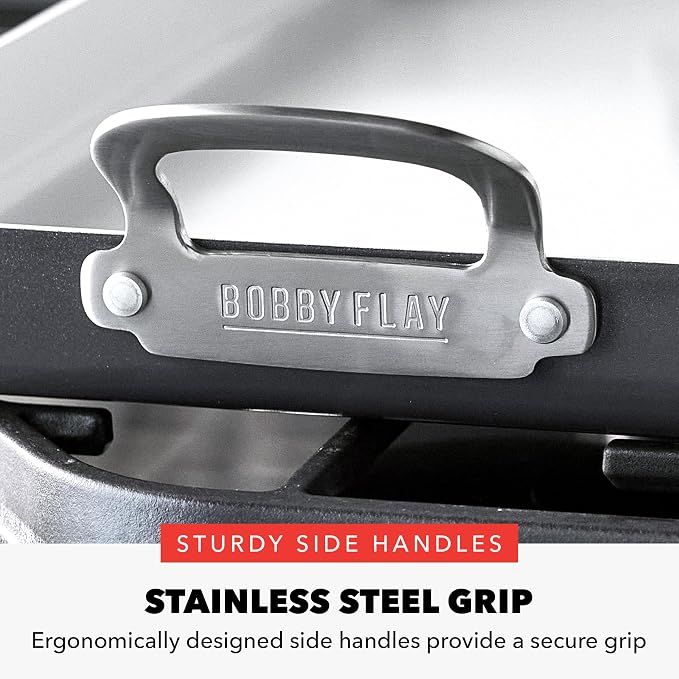 GreenPan x Bobby Flay 18" x 11" Nonstick Double Burner Griddle, PFAS-Free Ceramic Double Stovetop Skillet, Stainless Steel Handles, Dual-Use Cooking, Easy Clean Dishwasher & Oven Safe Pan, Gray