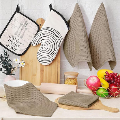 Homaxy 100% Cotton Waffle Weave Kitchen Dish Cloths, Ultra Soft Absorbent Quick Drying Dish Towels, 12 x 12 Inches, 18-Pack, Tan