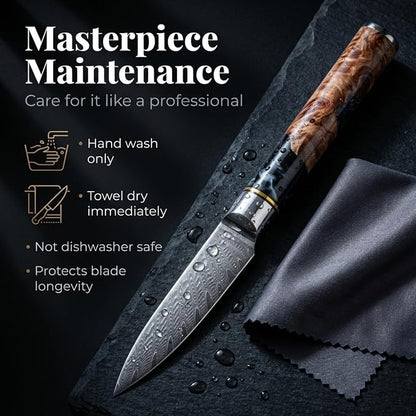 Tidal Black - 4" Paring Knife - Damascus