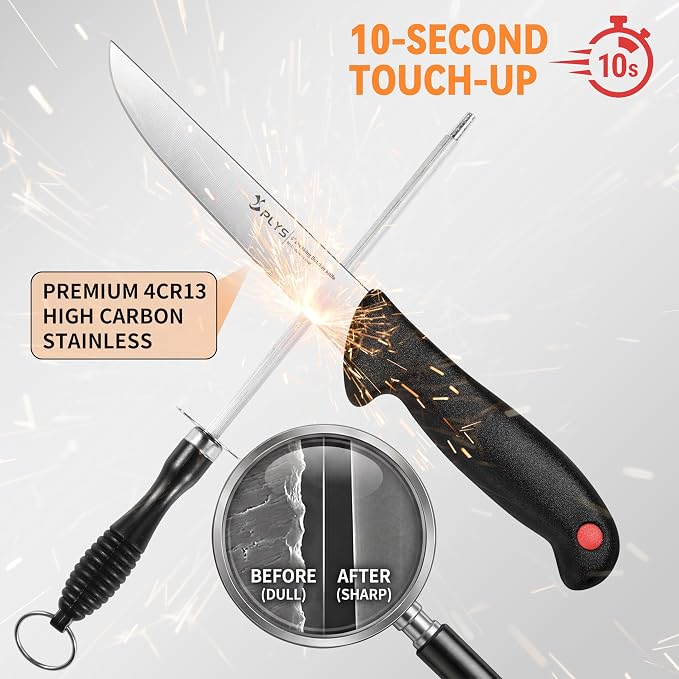 Plys Butcher Knife Set 7-PCS: 6 inch Boning Knife for Meat Cutting and Game Processing - 4Cr13Mov Stainless Steel BBQ and Outdoor Activities Skinning Knives