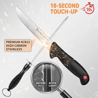 Plys Butcher Knife Set 7-PCS: 6 inch Boning Knife for Meat Cutting and Game Processing - 4Cr13Mov Stainless Steel BBQ and Outdoor Activities Skinning Knives