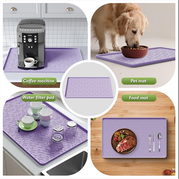 Silicone Coffee Mat 19" x 12", Waterproof Coffee Bar Mat, Spill-Proof Coffee Maker Mat for Kitchen Counter, Non-Slip Coffee Machine Mat, Durable Counter Protector