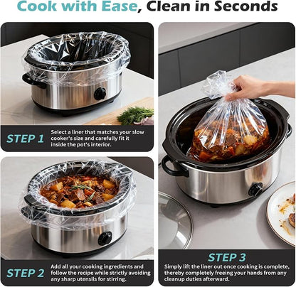 KOOC Slow Cooker Liners, 30 count 14" x 22" Extra Large Size Cooking Bags Fits 6-10 Quart Pots, Disposable Cooking Trays Suitable for Oval & Round & Retangular Pot