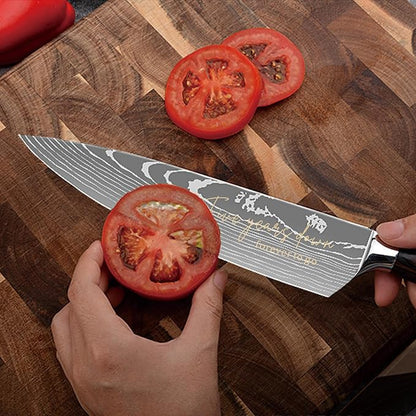 5 Years Anniversary Engraved Chef Knife Gift, 5th Wedding Anniversary Keepsake for Couple, 8 Inch High Carbon Stainless Steel Sharp Kitchen Knife with Ergonomic Handle, 5 Years Marriage Presents
