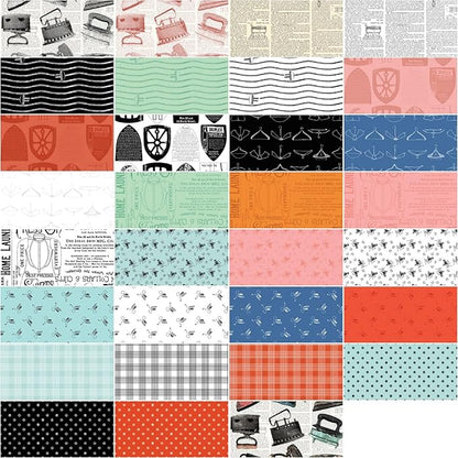 J Wecker Frisch Press On 5" Stacker 42 5-inch Squares Charm Pack Riley Blake Designs 5-15250-42