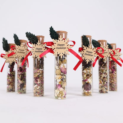 HTF Pack of 10 Christmas Decorations, Tea Party Favors for Women, New Years Eve Party Supplies, Christmas Gifts, Coworker New Year, Happy Holiday Personalized Tea Favors (CH, Snowflake)