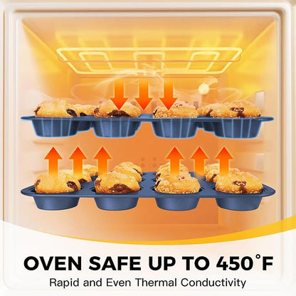 HONGBAKE Bakeware Sets, Baking Pans Set, Nonstick Oven Pan for Kitchen with Wider Grips, 10-Piece Including Rack, Cookie Sheet, Cake Pans, Loaf Pan, Muffin Pan, Pizza Pan - Blue