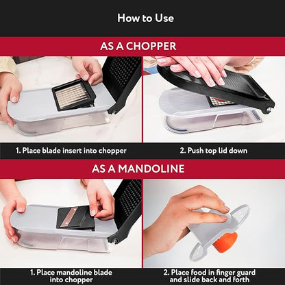 Fullstar Mandoline Slicer for Kitchen - Vegetable Chopper, Onion Potato Food Veggie Fruit Slicer and Cutter with Container, Kitchen Gadgets & Gifts, Home Essentials (10-in-1, White/Black)