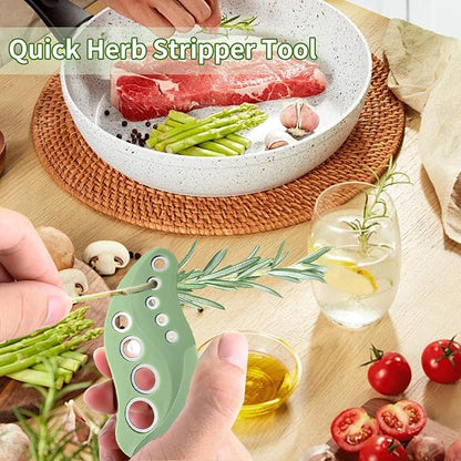 YAKAUEI 2 Pack Herb Stripper, Stainless Steel Herbs Leaf Stripping Tool, Herb Leaf Peeler 9 Holes Design for Collard Greens Thyme Basil Rosemary Stripper, Dishwasher Safe (Green)