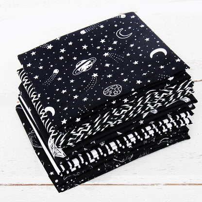 Threadart 5 Fat Quarter Bundles - Black Color Builder Prints 100% Cotton Fabric - Premium 100% Cotton Quilting Fabric - No Duplicates - Full Size Fat Quarters 18"x21"