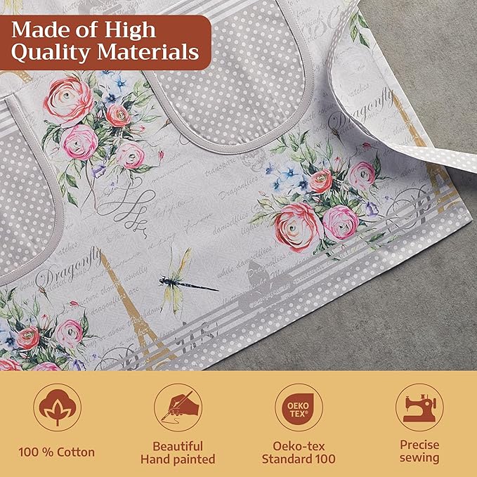 Maison d' Hermine 100% Cotton Apron for women with Pocket Kitchen Chef Apron for Men Cooking Spring Summer