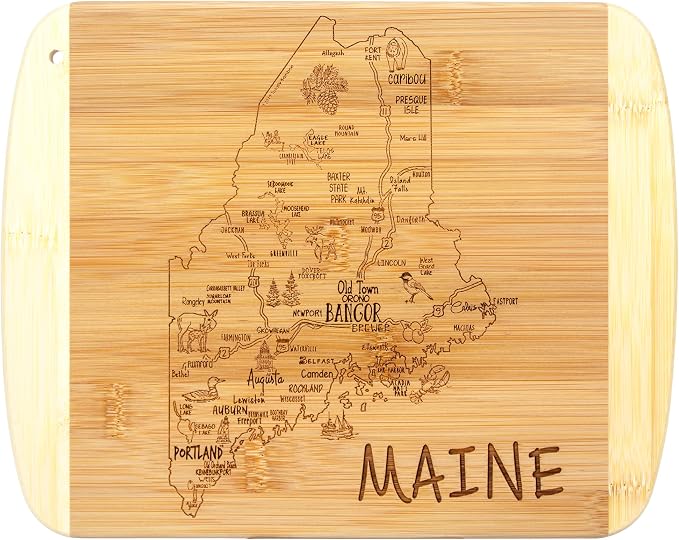 Totally Bamboo A Slice of Life Maine State Serving and Cutting Board, 11" x 8.75"