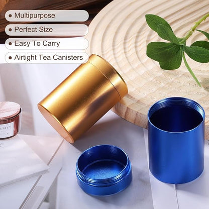 uxcell 3pcs Portable Storage Jar, Multipurpose Airtight Container Bottle Mini Smell Proof Metal Round Tins with Lid for Spices Coffee Tea Candy, Rose gold
