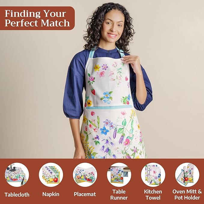 Maison d' Hermine 100% Cotton Apron for women with Pocket Kitchen Chef Apron for Men Cooking Spring Summer