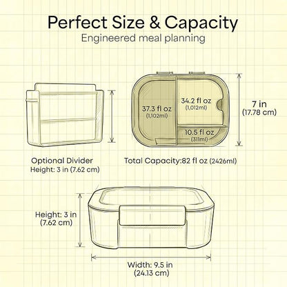 KARRICO Leakproof Lunch Box – 3-Compartment Bento Box, Cooler Pack & Adjustable Divider, Extra Large & BPA-Free – Dishwasher Safe, Ideal for On-the-Go Meals, Navy & Blue