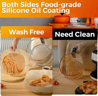 Air Fryer Paper Liners Disposable: 100PCS Non-Stick Air Fryer Parchment Paper, Food Grade Baking Sheets for Baking Roasting Microwave (6.5IN-Square)
