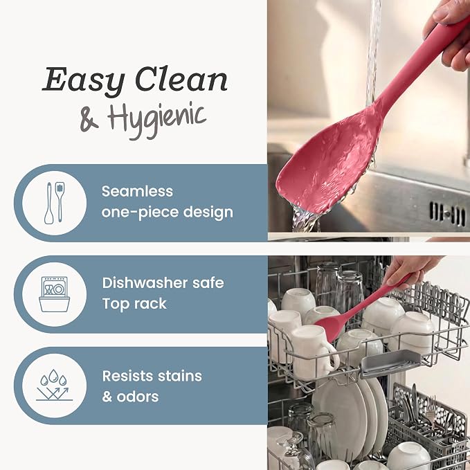 StarPack Silicone Spoonula The All-Rounder 11 Inch - LFGB Spoon Spatula, 600°F Heat Resistant, BPA-Free - One-Piece Seamless, Dishwasher Safe - for Nonstick Cookware, Earthy Pink