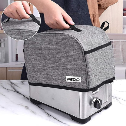 2 Slice Toaster Cover with Two Pockets for Storing knife,Grey