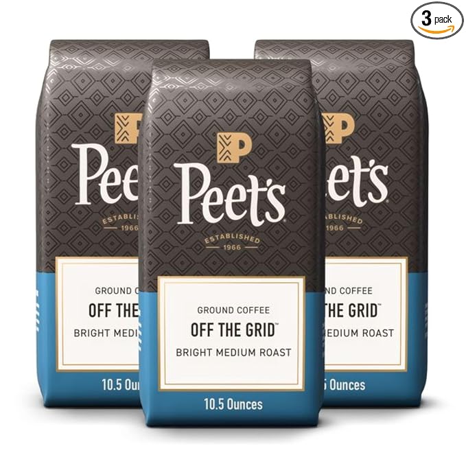 Peet's Coffee, Medium Roast Ground Coffee, 100% Arabica-Coffee - Off the Grid Blend 10.5 Ounce Bag (Pack of 3)