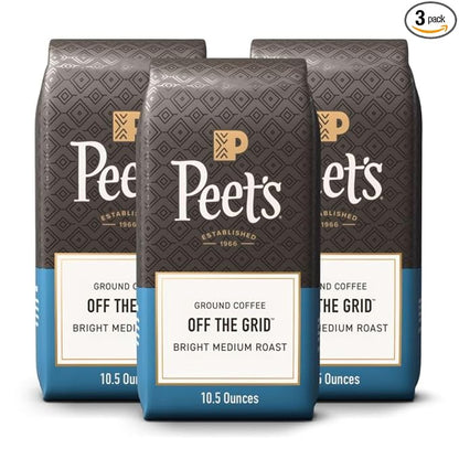 Peet's Coffee, Medium Roast Ground Coffee, 100% Arabica-Coffee - Off the Grid Blend 10.5 Ounce Bag (Pack of 3)