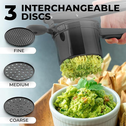 Zulay Kitchen Premium Large 15oz Potato Ricer, Heavy Duty Professional Stainless Steel Potato Masher and Ricer Kitchen Tool, Press and Mash Kitchen Gadget - Metallic Black