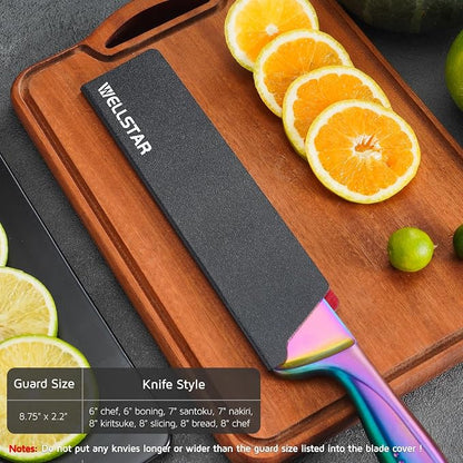 WELLSTAR Knife Edge Guards 8 Inch, Universal Blade Covers, BPA Free ABS Protective Blade Sheaths, Non-Scratch Felt Lining Kitchen Knives Covers (Knives not included)