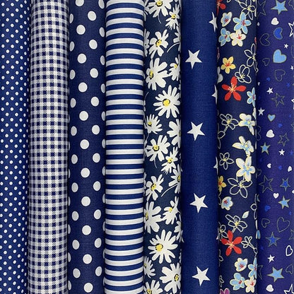 aufodata 8 Pieces 19.6" x 19.6" (50cm x 50cm) Cotton Fabric Squares Quilting Patchwork Floral Pattern Precut Fabric for DIY Quilting Sewing Crafting Artcraft (Navy Blue)