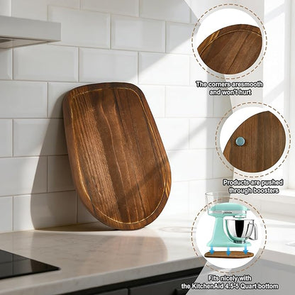 Mixer Slider Mat for KitchenAid 4.5-5 Qt Tilt Head Stand Mixers, Pine Wood Moving Tray for Kitchenaid Artisan, Storage Organizer for Kitchen Countertop Accessories and Attachments (Brown, 4.5-5 Qt)