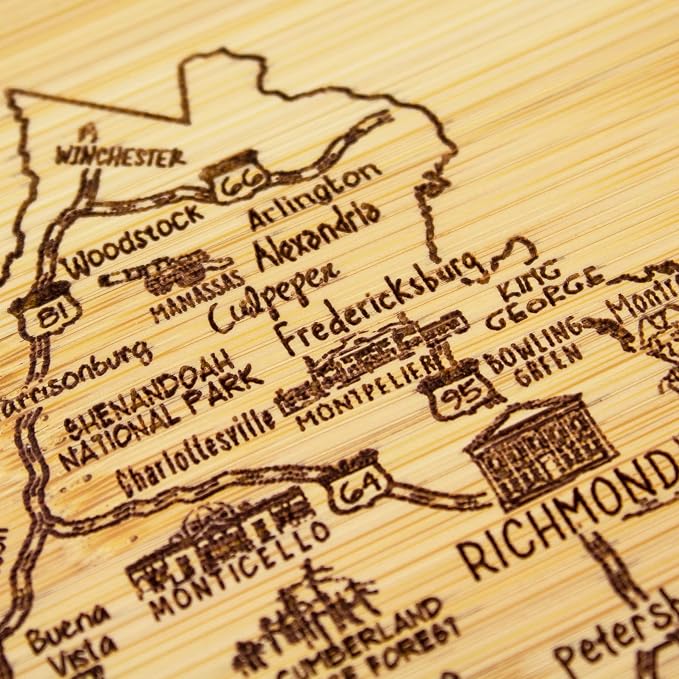 Totally Bamboo A Slice of Life Virginia State Serving and Cutting Board, 11" x 8.75"