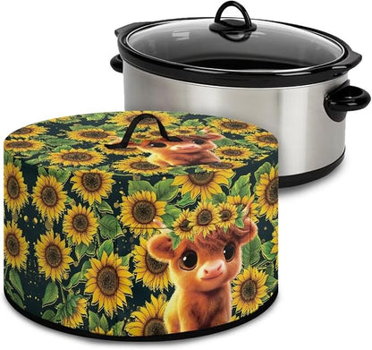 Baby Highland Cow Slow Cooker Dust Cover with Pocket 6-8 qt Crock for Pot Keep Small Kitchen Appliance Clean Kitchen Home Accessories Decor Cover