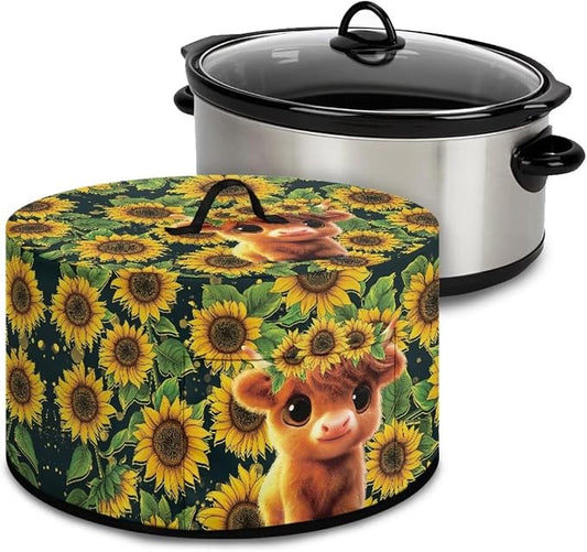 Baby Highland Cow Slow Cooker Dust Cover with Pocket 6-8 qt Crock for Pot Keep Small Kitchen Appliance Clean Kitchen Home Accessories Decor Cover