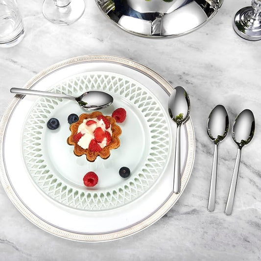 KEAWELL Premium Aline 8-Piece 6.4 inch Spoon Set – 18/10 Stainless Steel Silverware with Mirror Polish, Dishwasher Safe for Table Setting and Entertaining (8, Teaspoons)