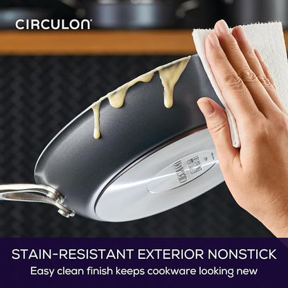 Circulon A1 Series with ScratchDefense Nonstick Induction 8.5-Inch and 10-Inch Frying Pan Set, Induction Cookware, 2-Piece, Graphite